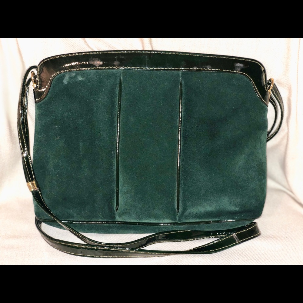 Dark green velvet handbag